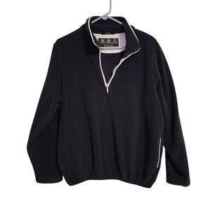 BARBOUR Classic Fleece Zip Neck Jacket Black Gorpcore size 12